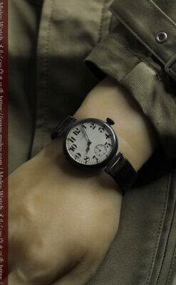 エルジン 銀無垢大型アンティーク腕時計 風格ある渋み 【1916年製】-W1131-24