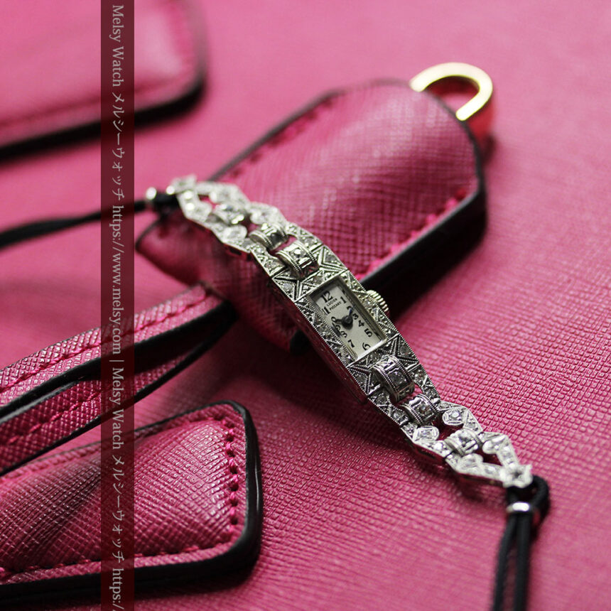 ルシアンピカール プラチナ腕時計 48石のダイヤモンド装飾 【1960年頃】-W1421-1