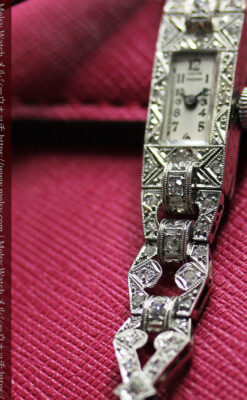 ルシアンピカール プラチナ腕時計 48石のダイヤモンド装飾 【1960年頃】-W1421-10