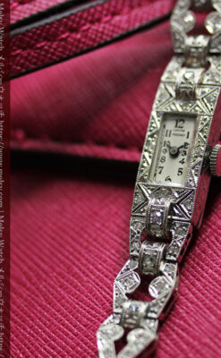 ルシアンピカール プラチナ腕時計 48石のダイヤモンド装飾 【1960年頃】-W1421-11