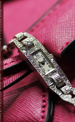 ルシアンピカール プラチナ腕時計 48石のダイヤモンド装飾 【1960年頃】-W1421-12