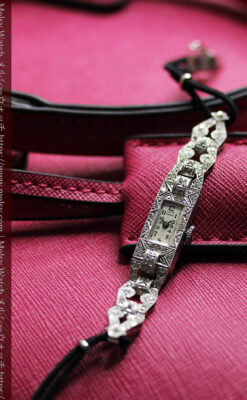 ルシアンピカール プラチナ腕時計 48石のダイヤモンド装飾 【1960年頃】-W1421-13