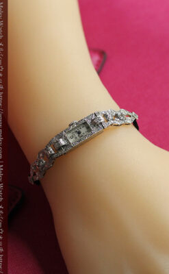 ルシアンピカール プラチナ腕時計 48石のダイヤモンド装飾 【1960年頃】-W1421-16