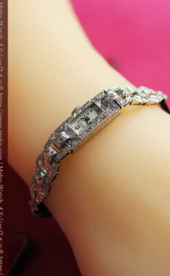 ルシアンピカール プラチナ腕時計 48石のダイヤモンド装飾 【1960年頃】-W1421-17