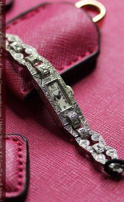 ルシアンピカール プラチナ腕時計 48石のダイヤモンド装飾 【1960年頃】-W1421-2