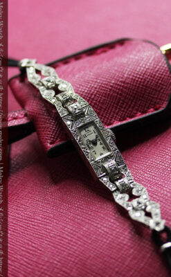 ルシアンピカール プラチナ腕時計 48石のダイヤモンド装飾 【1960年頃】-W1421-5