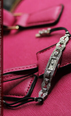 ルシアンピカール プラチナ腕時計 48石のダイヤモンド装飾 【1960年頃】-W1421-6