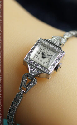ロンジン 14金バンドと48石ダイヤモンド輝く宝飾腕時計 【1945年製】-W1575-1