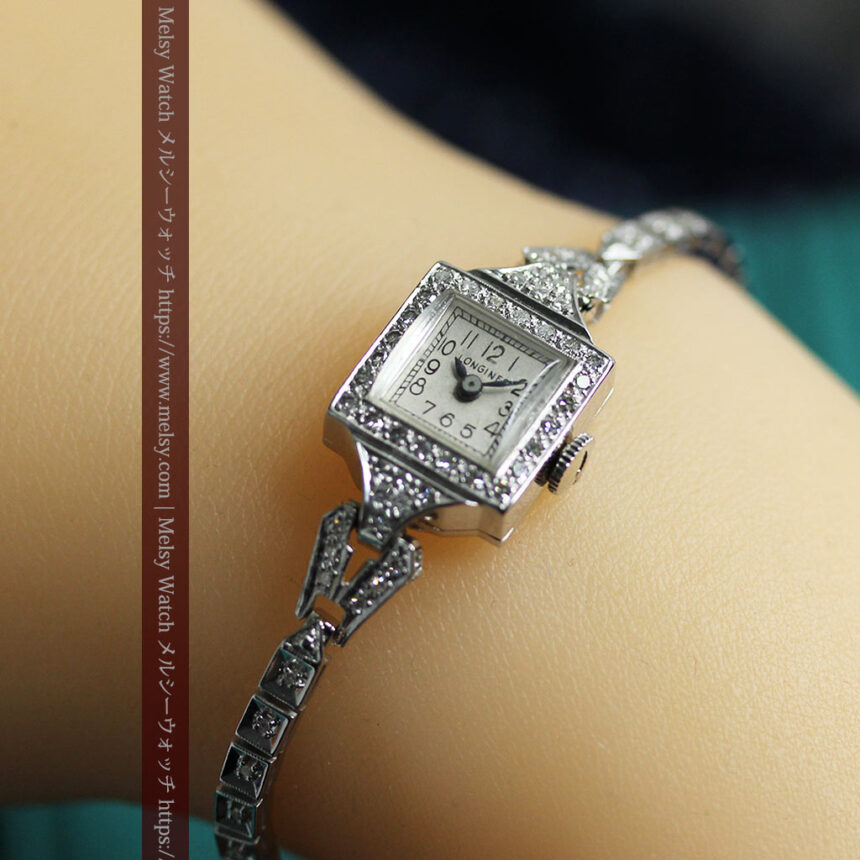 ロンジン 14金バンドと48石ダイヤモンド輝く宝飾腕時計 【1945年製】-W1575-1