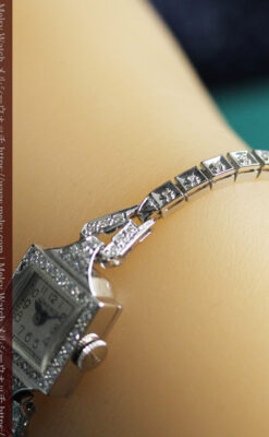 ロンジン 14金バンドと48石ダイヤモンド輝く宝飾腕時計 【1945年製】-W1575-17