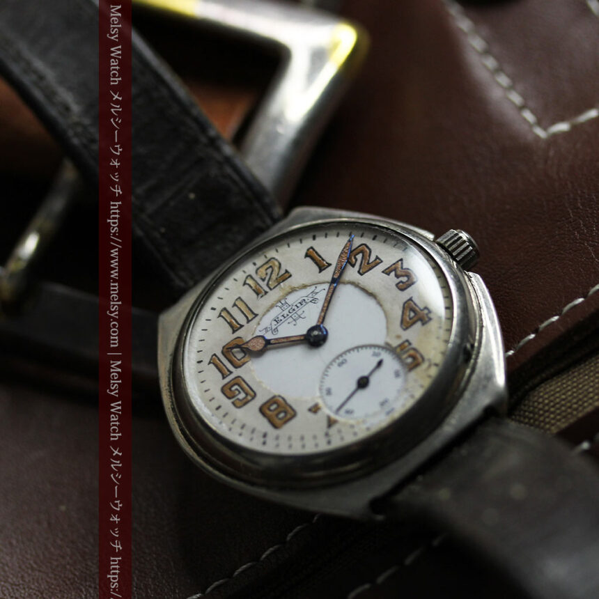 エルジン 歴史伝える味のある大型アンティーク腕時計 【1890年頃】-W1576-1