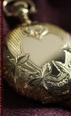 ハート&ダイヤモンド ウォルサムの金無垢アンティーク懐中時計 【1900年頃】箱付き-P2336-10