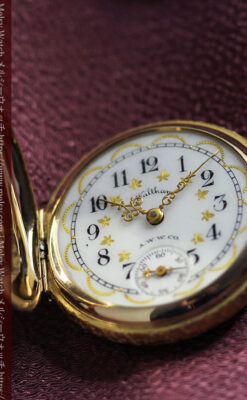 ハート&ダイヤモンド ウォルサムの金無垢アンティーク懐中時計 【1900年頃】箱付き-P2336-12