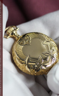 ハート&ダイヤモンド ウォルサムの金無垢アンティーク懐中時計 【1900年頃】箱付き-P2336-14