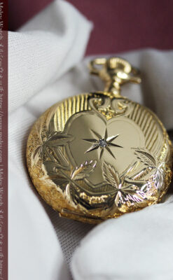 ハート&ダイヤモンド ウォルサムの金無垢アンティーク懐中時計 【1900年頃】箱付き-P2336-15