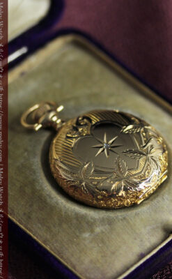 ハート&ダイヤモンド ウォルサムの金無垢アンティーク懐中時計 【1900年頃】箱付き-P2336-17