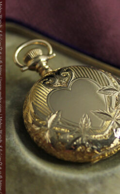 ハート&ダイヤモンド ウォルサムの金無垢アンティーク懐中時計 【1900年頃】箱付き-P2336-19