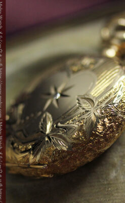 ハート&ダイヤモンド ウォルサムの金無垢アンティーク懐中時計 【1900年頃】箱付き-P2336-20