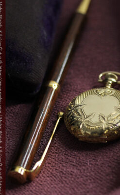 ハート&ダイヤモンド ウォルサムの金無垢アンティーク懐中時計 【1900年頃】箱付き-P2336-4