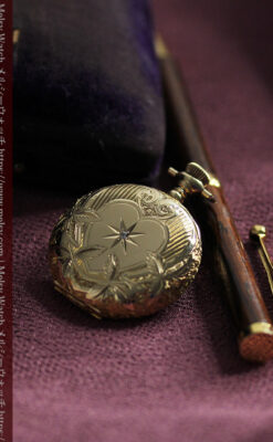 ハート&ダイヤモンド ウォルサムの金無垢アンティーク懐中時計 【1900年頃】箱付き-P2336-5