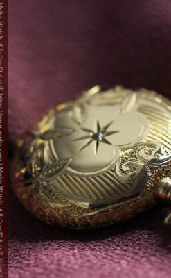 ハート&ダイヤモンド ウォルサムの金無垢アンティーク懐中時計 【1900年頃】箱付き-P2336-9