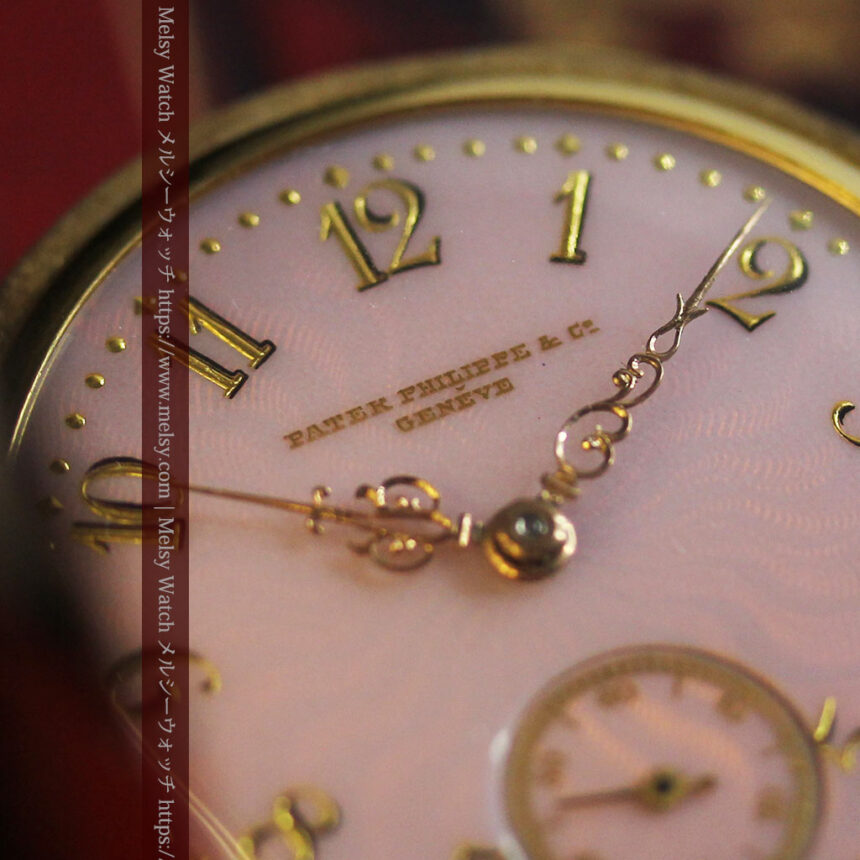 華麗な文字盤が光るパテックフィリップの18金無垢アンティーク懐中時計 【1920年頃】-P2337-1