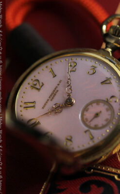 華麗な文字盤が光るパテックフィリップの18金無垢アンティーク懐中時計 【1920年頃】-P2337-10