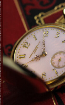 華麗な文字盤が光るパテックフィリップの18金無垢アンティーク懐中時計 【1920年頃】-P2337-11