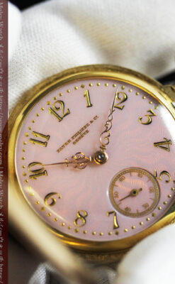 華麗な文字盤が光るパテックフィリップの18金無垢アンティーク懐中時計 【1920年頃】-P2337-15