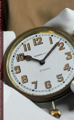 ティファニー 8日巻きの大型アンティーク携行時計 【1920年頃】ケース付き-P2338-11