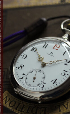 オメガの風格ある重厚な銀無垢アンティーク懐中時計 【1915年頃】-P2339-10