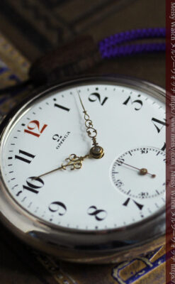 オメガの風格ある重厚な銀無垢アンティーク懐中時計 【1915年頃】-P2339-11