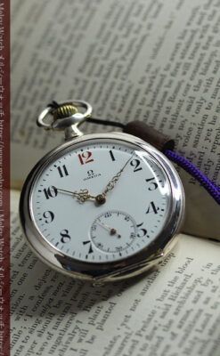 オメガの風格ある重厚な銀無垢アンティーク懐中時計 【1915年頃】-P2339-14