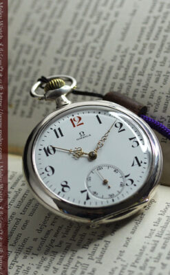 オメガの風格ある重厚な銀無垢アンティーク懐中時計 【1915年頃】-P2339-15