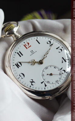 オメガの風格ある重厚な銀無垢アンティーク懐中時計 【1915年頃】-P2339-16