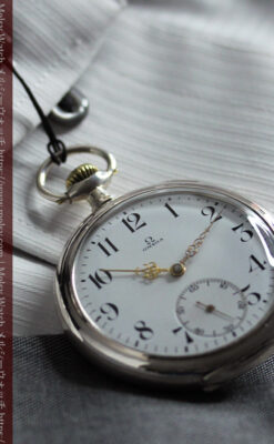 オメガの風格ある重厚な銀無垢アンティーク懐中時計 【1915年頃】-P2339-6