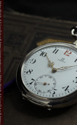 オメガの風格ある重厚な銀無垢アンティーク懐中時計 【1915年頃】-P2339-8
