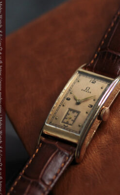 特別感溢れる オメガのローズ色の縦長アンティーク腕時計 【1943年製】-W1579-10