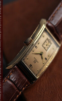 特別感溢れる オメガのローズ色の縦長アンティーク腕時計 【1943年製】-W1579-11