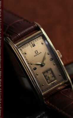 特別感溢れる オメガのローズ色の縦長アンティーク腕時計 【1943年製】-W1579-13