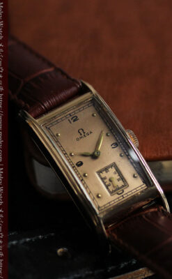 特別感溢れる オメガのローズ色の縦長アンティーク腕時計 【1943年製】-W1579-14