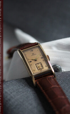 特別感溢れる オメガのローズ色の縦長アンティーク腕時計 【1943年製】-W1579-16