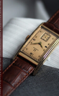 特別感溢れる オメガのローズ色の縦長アンティーク腕時計 【1943年製】-W1579-18