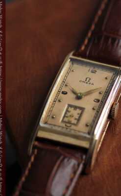 特別感溢れる オメガのローズ色の縦長アンティーク腕時計 【1943年製】-W1579-5