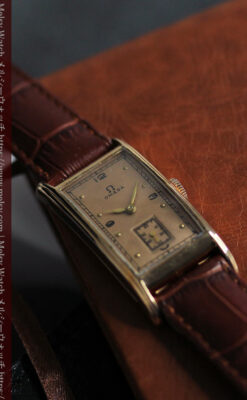 特別感溢れる オメガのローズ色の縦長アンティーク腕時計 【1943年製】-W1579-7