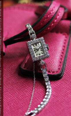 総金無垢ロンジンの女性用アンティーク腕時計 ダイヤモンド50石 【1960年頃】-W1580-10