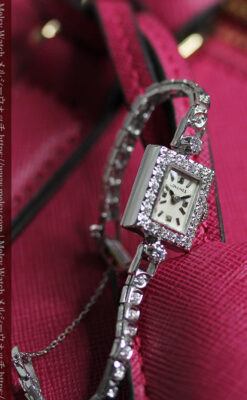 総金無垢ロンジンの女性用アンティーク腕時計 ダイヤモンド50石 【1960年頃】-W1580-12