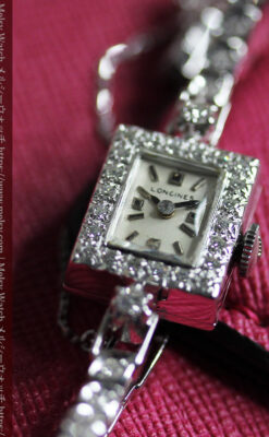 総金無垢ロンジンの女性用アンティーク腕時計 ダイヤモンド50石 【1960年頃】-W1580-14