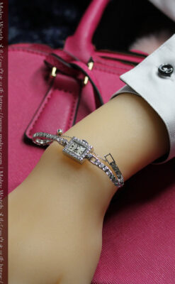 総金無垢ロンジンの女性用アンティーク腕時計 ダイヤモンド50石 【1960年頃】-W1580-20