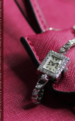 総金無垢ロンジンの女性用アンティーク腕時計 ダイヤモンド50石 【1960年頃】-W1580-5